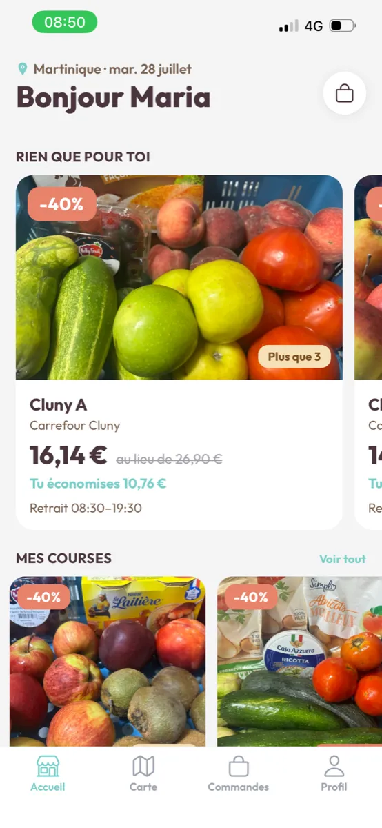 Écran d'accueil de l'application Kopa